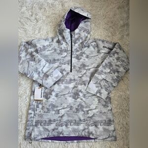 Salomon Women Bashley Anorak Ski Snowboarding Jacket White Gray Waterproof